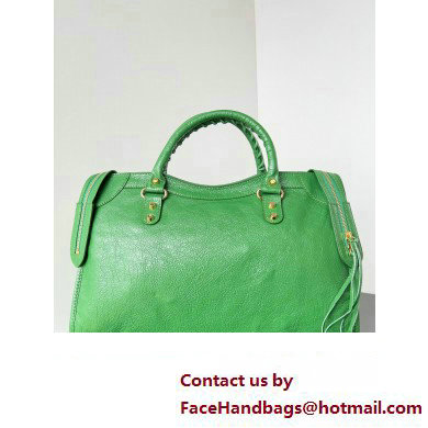 Balenciaga Classic City Large Handbag in Arena Lambskin Grass Green/Gold - Click Image to Close