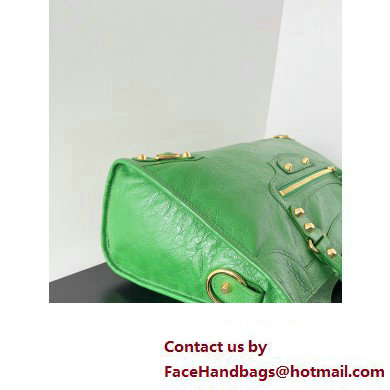 Balenciaga Classic City Large Handbag in Arena Lambskin Grass Green/Gold