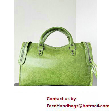 Balenciaga Classic City Large Handbag in Arena Lambskin Grass Green