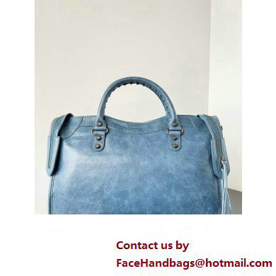 Balenciaga Classic City Large Handbag in Arena Lambskin Light Blue