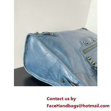 Balenciaga Classic City Large Handbag in Arena Lambskin Light Blue