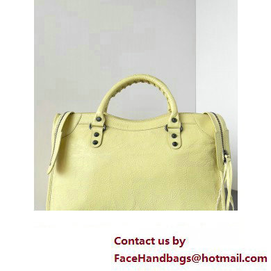 Balenciaga Classic City Large Handbag in Arena Lambskin Light Yellow