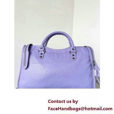 Balenciaga Classic City Large Handbag in Arena Lambskin Lilac - Click Image to Close