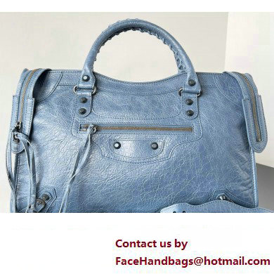 Balenciaga Classic City Large Handbag in Arena Lambskin Navy Blue