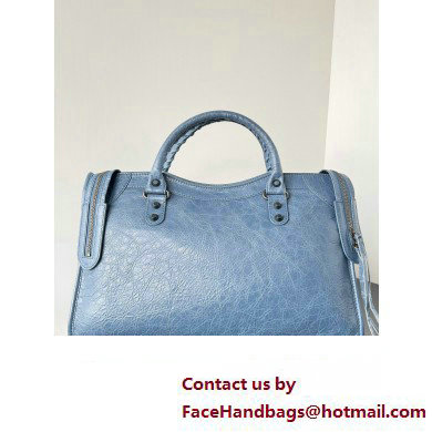 Balenciaga Classic City Large Handbag in Arena Lambskin Navy Blue