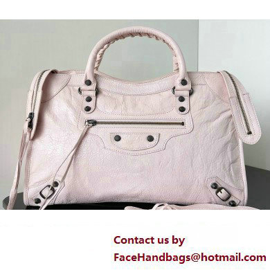 Balenciaga Classic City Large Handbag in Arena Lambskin Pale Pink