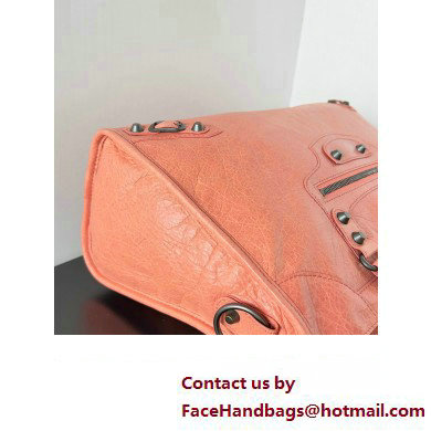 Balenciaga Classic City Large Handbag in Arena Lambskin Peach Red