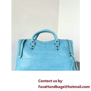 Balenciaga Classic City Large Handbag in Arena Lambskin Sky Blue - Click Image to Close