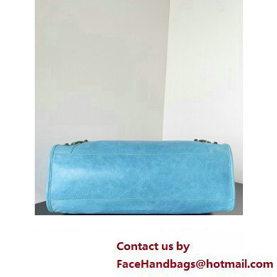 Balenciaga Classic City Large Handbag in Arena Lambskin Sky Blue