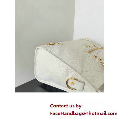 Balenciaga Classic City Large Handbag in Arena Lambskin White/Gold