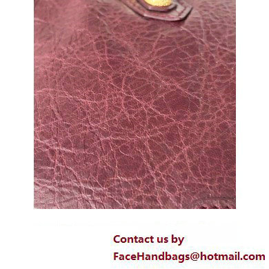 Balenciaga Classic City Large Handbag with Spiral Hardware in Arena Lambskin Burgundy/Gold