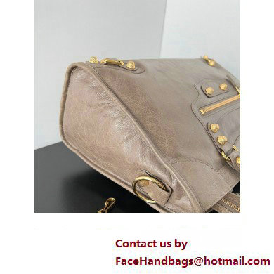 Balenciaga Classic City Large Handbag with Spiral Hardware in Arena Lambskin Camel/Gold