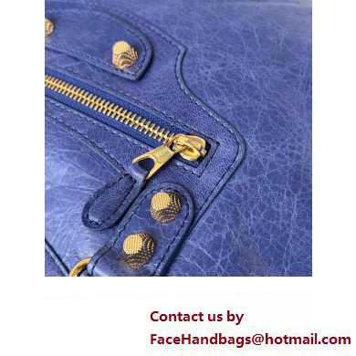 Balenciaga Classic City Large Handbag with Spiral Hardware in Arena Lambskin Electric Blue/Gold