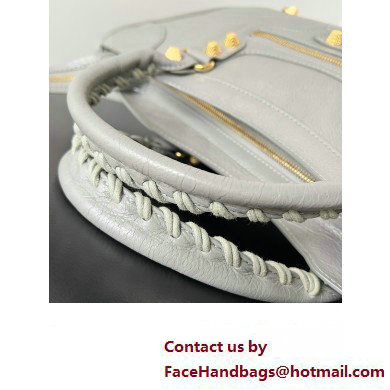 Balenciaga Classic City Large Handbag with Spiral Hardware in Arena Lambskin Light Gray/Gold