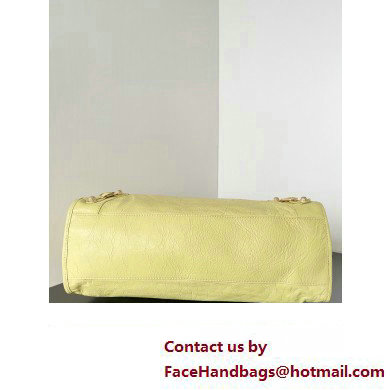 Balenciaga Classic City Large Handbag with Spiral Hardware in Arena Lambskin Light Yellow/Gold