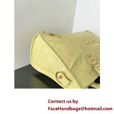 Balenciaga Classic City Large Handbag with Spiral Hardware in Arena Lambskin Light Yellow/Gold