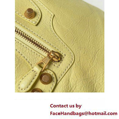 Balenciaga Classic City Large Handbag with Spiral Hardware in Arena Lambskin Light Yellow/Gold