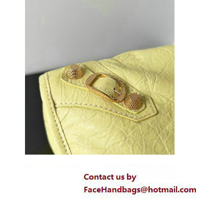 Balenciaga Classic City Large Handbag with Spiral Hardware in Arena Lambskin Light Yellow/Gold