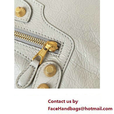 Balenciaga Classic City Large Handbag with Spiral Hardware in Arena Lambskin Pale Gray/Gold