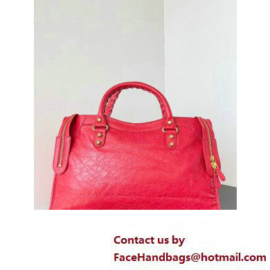 Balenciaga Classic City Large Handbag with Spiral Hardware in Arena Lambskin Red/Gold