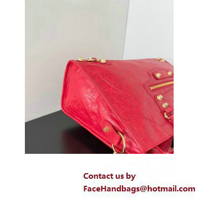 Balenciaga Classic City Large Handbag with Spiral Hardware in Arena Lambskin Red/Gold