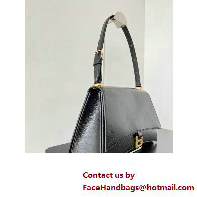 Balenciaga Crush Medium Sling Bag in paper calfskin Black/Gold 2023 - Click Image to Close