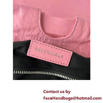 Balenciaga Crush Medium Tote Bag in crushed calfskin Pink 2023