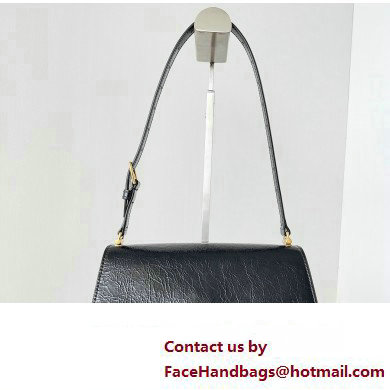 Balenciaga Crush Small Sling Bag in paper calfskin Black/Gold 2023 - Click Image to Close