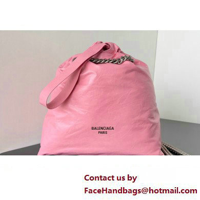 Balenciaga Crush Small Tote Bag in crushed calfskin Pink 2023 - Click Image to Close