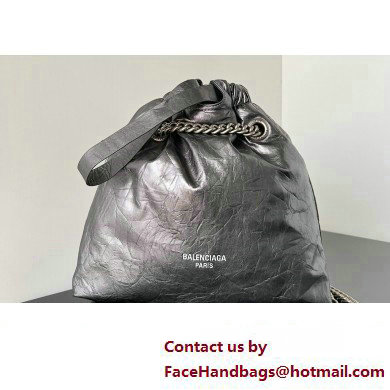 Balenciaga Crush Small Tote Bag in crushed calfskin dark grey 2023 - Click Image to Close