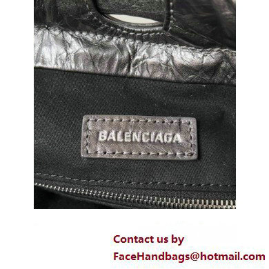 Balenciaga Crush Small Tote Bag in crushed calfskin dark grey 2023