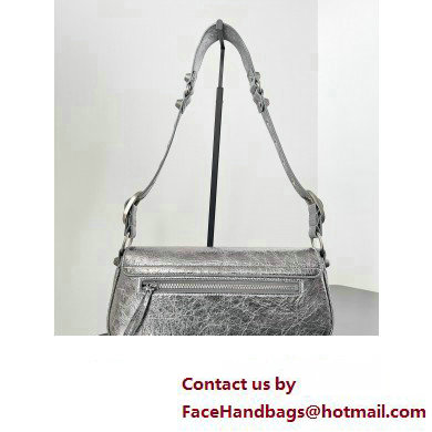 Balenciaga Le Cagole Small Sling Bag in Arena calfskin Silver Spring 2024