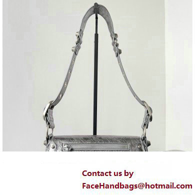 Balenciaga Le Cagole XS Sling Bag in Arena calfskin Silver Spring 2024