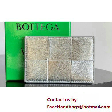 Bottega Veneta Cassette Intreccio leather Credit Card Case Silver 2024 - Click Image to Close