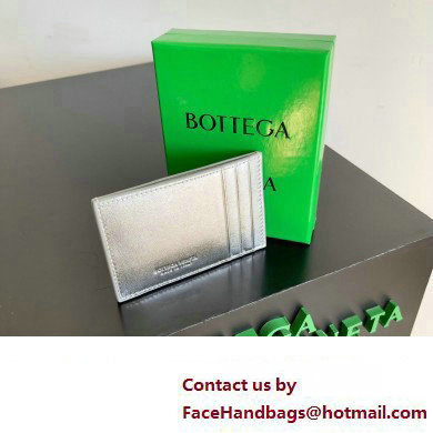 Bottega Veneta Cassette Intreccio leather Credit Card Case Silver 2024