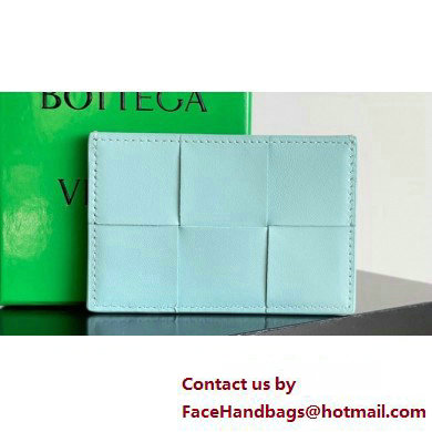 Bottega Veneta Cassette Intreccio leather Credit Card Case TEAL WASHED 2024 - Click Image to Close