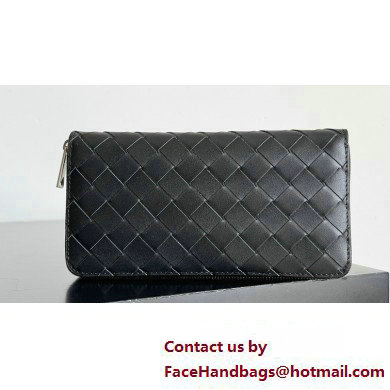 Bottega Veneta Intrecciato Zip Around Wallet Black 2023