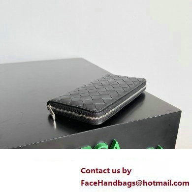 Bottega Veneta Intrecciato Zip Around Wallet Black 2023