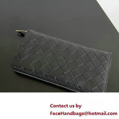 Bottega Veneta Intrecciato Zip Around Wallet Black 2023