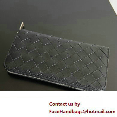 Bottega Veneta Intrecciato Zip Around Wallet Black/Green 2023