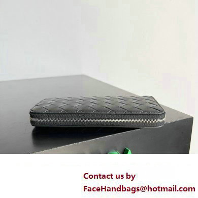 Bottega Veneta Intrecciato Zip Around Wallet Black/Green 2023