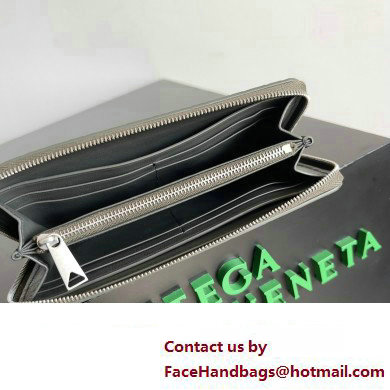 Bottega Veneta Intrecciato Zip Around Wallet Dark Gray 2023