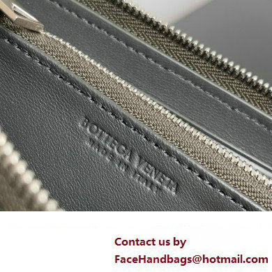 Bottega Veneta Intrecciato Zip Around Wallet Dark Gray 2023