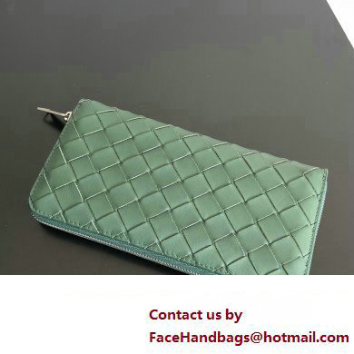 Bottega Veneta Intrecciato Zip Around Wallet Dark Green 01 2023