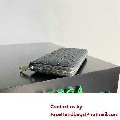 Bottega Veneta Intrecciato Zip Around Wallet Dark Green 02 2023 - Click Image to Close