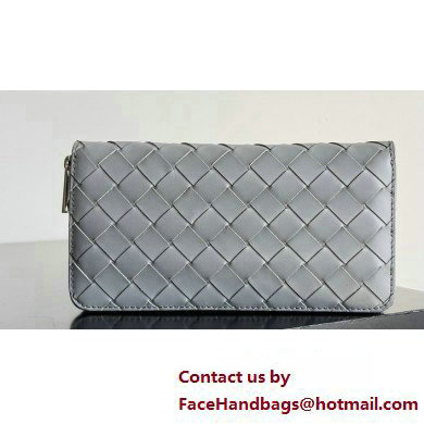 Bottega Veneta Intrecciato Zip Around Wallet Light Gray 2023