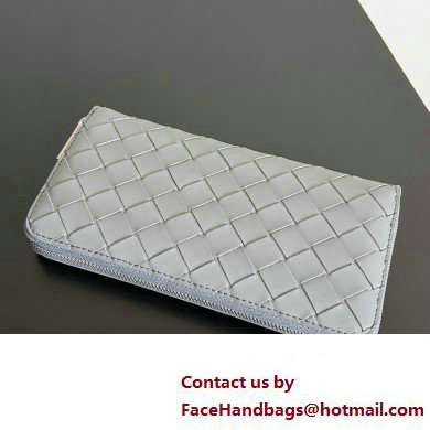 Bottega Veneta Intrecciato Zip Around Wallet Light Gray 2023