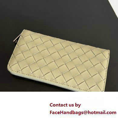 Bottega Veneta Intrecciato Zip Around Wallet Taupe/Green 2023