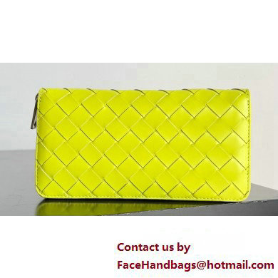 Bottega Veneta Intrecciato Zip Around Wallet Yellow 2023 - Click Image to Close