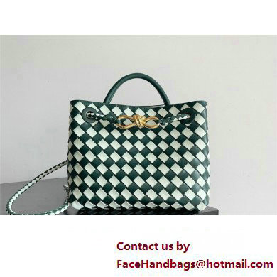 Bottega Veneta Intrecciato leather Small Andiamo top handle Bag Emerald green / Glacier 2024 - Click Image to Close